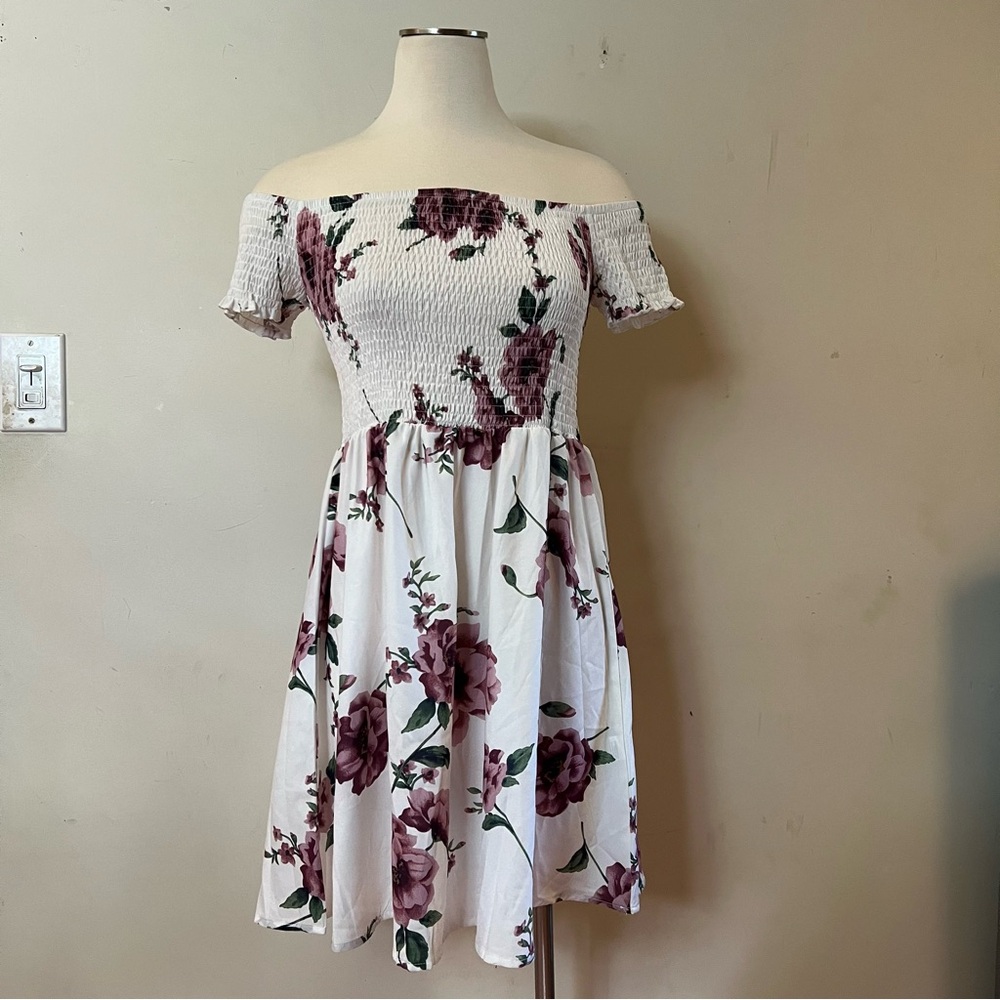 Shein floral off the shoulder baby doll dress A3